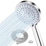 FASDUNT Duschkopf Wassersparend 【Wasserersparnis 49%】𝟱 Strahlarten mit 𝟮M Premium Schlauch aus Edelstahl & 9.5L/min Durchflussbegrenzer Hochdruck Duschbrause Wasserdrucks Erhöhung 200%