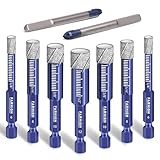 Diamantbohrer Fliesenbohrer Glasbohrer Set 9 tlg. 6, 8, 10, 12mm & Hartmetallbohrer für Keramik, Fliesen, Glas, Granit, Stein, Porzellan, Mauerwerk, Feinsteinzeug, bohrer mit Sechskantschaft