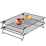 YERENCY Stapelbares Abkühlgitter, 2 Stück Auskühlgitter aus Edelstahl zum Braten Backen Grillen Kühlen Auskühlen, 34 x 24 x 5,7 cm, Rostfrei