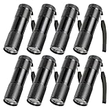 MEGYAD 8 Stück UV Taschenlampe: Schwarzlicht Taschenlampe mit 9 LEDs, Mini UV Lampe Schwarzlichtlampe Mini UV Lampe Ultraviolettes Licht für Unechte Banknoten Urin von Hunde und Andere Haustiere