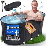 LIVIKING® Eisbad + Faltbare Badewanne Erwachsene [120cm – 2in1 KOMPLETTSET] Eisbaden Tonne Outdoor, Eistonne, Mobile Badewanne Erwachsene, Ice Bath, Eisfass, Badewanne Outdoor – Jetzt Eintauchen!