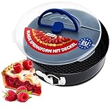 KONZEPT Backform 26cm Springform, Kuchenform Rund mit Deckel, Tortenform mit Transporthaube, Antihaftbeschichtet, Kuchenbehälter, Ideal für Torte, Käsekuchen, Tarte