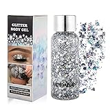 GL-Turelifes Mermaid Pailletten Chunky Glitter Liquid Lidschatten Glitter Body Gel Festival Glitter Kosmetik Gesicht Haar Nägel Make-up Long Lasting Sparkling 30 g (01# Silber)