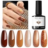 Modelones UV Nagellack 6 Farben Gel Nagellack UV Braun Orange Schokoliert Glitzer UV Nagellack Shellac Nagellack Soak Off Gel Polish für Maniküre Nageldesign