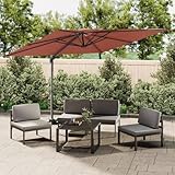 Xichuzi Ampelschirm mit Doppeldach, Sonnenschirm Balkon, Balkon Schirm, Balkonschirm, Sonnenschutz Garten, Gartensonnenschirm, Regenschirm Balkon, Terrakotta 400x300 cm