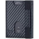 VON HEESEN® Slim Wallet mit Münzfach & RFID-Schutz I Leder Geldbeutel I Mini Geldbörse für Herren und Damen I Kartenetui Echtleder Karten Portemonnaie klein I Kreditkartenetui Carbon-Schwarz
