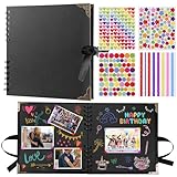 GWHOLE Fotoalbum zum Selbstgestalten 60 Schwarze Seiten Scrapbook DIY Fotoalbum Selbst Gestalten Sammelalbum für Baby Valentinstag Geburtstagsgeschenk Fotosammlung