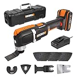 WORX WX696 20V Akku-Multifunktionswerkzeug – Elektrisches Werkzeug zum Schneiden, Sägen, Schleifen & mehr – Variable Drehzahlregelung – Ergonomisches Design – inkl. 20V 2Ah Akku, Ladegerät & Koffer