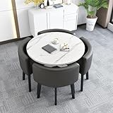 Generisch Essgruppe Set Tisch Und StüHle Quadratischer Esstisch Set Mit 4 StüHlen Modernes Platzsparendes Design FüR KüChe Und Konferenz,12,90 * 73cm
