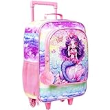 HPJGD Kindergepäck für Mädchen und Jungen, wasserabweisender Rollkoffer, Reisegepäck für Grundschule und Kleinkinder, Meerjungfrauen-Gepäck für Mädchen, Einheitsgröße, Mädchen-Gepäck
