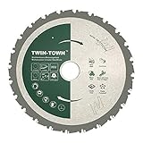 TWIN-TOWN HM Kreissägeblatt Multifunktions 210x30mm Z24, Ideal für Holz, Holz mit Nägeln, Stahl, Aluminium, Acryl, Kunststoff, Laminat und MDF zum Sägen mit Gehrungssäge