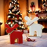 2 Stück Weihnachten Rentier geformt Duftkerzen Set, Ästhetisches Aroma Sojawachs Weihnachten Dekorative Aromatherapie Kerzen, Perfekt für Heiligabend Party Dekoration und Geschenk