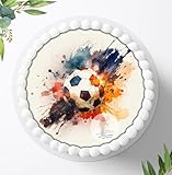 Fußball Tortenbild, Zuckerbild, Essbares Foto für Torten,Fussball Tortenaufleger Ø 20cm - 1299z