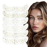 SANJSJHXJ 6 Patterns Glitter Freckles Tattoo Stickers, Waterproof Gold Foil Freckle Makeup for Festival Outfit Damen, Sommersprossen Henna, Glitzer Sommersprossen, Holiday Party Essentials