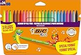 BIC Kids Filzstifte Set Kid Couleur, Fasermaler zum Malen in 24 auswaschbaren Farben, inkl. Neonfarben, im Karton Etui, ab 5 Jahre, 24 Count (Pack of 1)