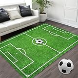 Fussball Teppich Fußball, 80 X 120 cm The Carpet Beat Soccer, Spielteppich Fußballplatz Grün, Teppich Fussball, Für Fußball, Fußballfeld, Spielfeld, Spielzimmer