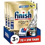 Finish Ultimate Plus Infinity Shine Spülmaschinentabs – Geschirrspültabs für intensive Reinigung, Fettlösekraft und Glanz mit Schutzschild – 219 Finish Caps (3x73 Caps)