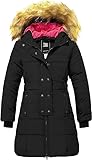 ZSHOW Mädchen Winter Warm Puffer Mantel Wasserabweisend Outdoor Jacke Baumwolle Gepolsterte Jacken Kunstpelz Kapuzenmäntel Schwarz 158-164