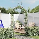 Rosenbogen mit Deko-Spitzen, Rankgitter, Rosensäule, Dekorative Torbogen Rankhilfe für Kletterpflanzen und Rosen, 129x60x283 cm Dunkelgrün Eisen