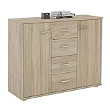 Sideboard Jamie Kommode Büromöbel mit 2 Türen und 4 Schubladen in Sonoma Eiche