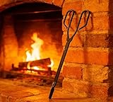 Kingson Vintage Kamin-Kohle- und Holzzange – 43 cm schwarze Eisen-Flachbacken-Feuerzange zum Handhaben von Kohle und Anzündholz – Antik-Scherengreifer für offenes Feuer und Holzöfen