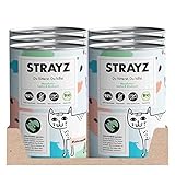 STRAYZ - Bio Katzenfutter Nass - Lachs & Brokkoli, Getreidefreies Premium Nassfutter für Katzen mit 95% Fleischanteil ohne Zucker - 6x400g Dose