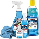 detailzone Auto Winterset 5-teilig SONAX Scheibenenteiser, Schlossenteiser, 2X Antifrost Konzentrat Mikrofasertuch - hochwertige Autopflege für die kalte Jahreszeit