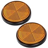 AGRISHOP 2x Reflektoren zum Kleben Orange Rund Rückstrahler Selbstklebend Katzenauge Anhänger Reflektor für Zaun Wohnwagen LKW KFZ RV