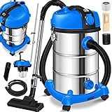 MASKO® Industriestaubsauger Staubsauger Nass Trocken Sauger Edelstahl 2300W + Steckdose | Blasfunktion | Push&Clean | Industrie-Sauger mit & ohne Beutel | beutellos Blau