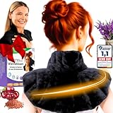 Heatbelle Empower® Kirschkernkissen für Nacken und Schulter – Körnerkissen für Mikrowelle- Beruhigender Lavendel Duft & natürliche Wärme - extra große Abdeckung (Schwarz)