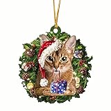 Christmas Ornamentswood Feine Verarbeitung: Das Outdoor-Hängeschild aus hochwertiger Dichtepappe mit „Welcome“-Feindruck. Künstliche und Schleifen sind mit heißer Klebefolie auf dem , (#B-G, One Size)