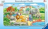 Ravensburger Kinderpuzzle - 06116 Ausflug in den Zoo - Rahmenpuzzle für Kinder ab 3 Jahren, mit 15 Teilen