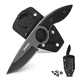Omesio Messer Outdoor Hervorragende Qualität 420 Stahl Full Tang - feststehende Messer Gürtelmesser 42A konform - mit robusten G10 Griff und Kydex Scheide (Schwarz)
