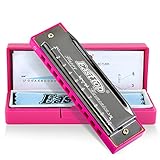 East Top Blues Mundharmonika, diatonische 10 Löcher C-Taste Happy Mundharmonika für Anfänger, Kinder, Kinder, Studenten, Geschenk, mit Tragetasche aus Kunststoff, sauberem Tuch und Handbuch PKGE