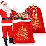 Vautvis Weihnachtssack Groß, Geschenktüten Weihnachten, 2 Stück Geschenksack Weihnachten, Nikolaussack, Samt Weihnachtstüten Zum Befüllen, Santa Sack Geschenkesack Weihnachtsmannsack Für Geschenke