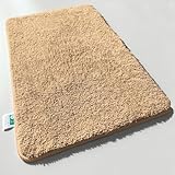 Floordirekt Badematte Sky - Badezimmerteppich - Weicher, dichter Hochflor - Rutschhemmend & Schnell trocknend - Geeignet für Fußbodenheizung - Eckig & Rund (50 x 60 cm, Beige)