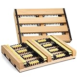 TIMELEOS Schuhabstreifer Aussen, rutschfest ideal für Aussenbereich und Innenbereich mit kräftigen Borsten, Bürsten, Fussabtreter, Schuhabtreter, Schmutzfangmatte, Seitenleisten (helles Holz, 1)