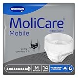MoliCare premium Mobile 10 Tropfen Größe M, Inkontinenzhosen für Frauen und Männer mit schwerer Inkontinenz, extra Auslaufschutz, fortschrittlicher Hautschutz, verbesserte Passform, 14 Stück