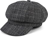 styleBREAKER Damen Bakerboy Schirmmütze mit Glencheck Karo Muster, Ballonmütze, Bakerboy Schiebermütze, Newsboy Cap 04023068, Farbe:Schwarz-Blau