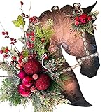 Pferdekopfkranz Weihnachtskranz Dressur Holz Pferdekopf Tür Hängende Frühlingskranz Kranz Wanddeko Kranz Willkommensschild Veranda Weihnachtsbaum Deko Herbst Zwerg (B, Einheitsgröße)