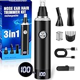 Nasenhaartrimmer 3 in 1 Nasentrimmer Nasenhaarschneider USB Wiederaufladbar Ohrhaartrimmer Schmerzloser Nasenhaarentferner Ohrhaarschneider Augenbrauen Ohrentrimmer für Herren&Frauen, IPX7, AKKU