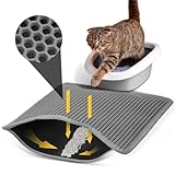 Conlun Katzenklo Matte, 58x42cm Waben Doppelschicht Katzenstreu Matte, Urin- & wasserdichte Katzenmatte Katzenklo, Leicht zu reinigen, rutschfeste Katzenmatte für den Boden, Grau, 2317