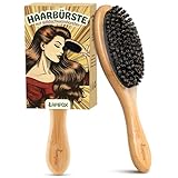 lampox Haarbürste, Wildschweinborsten Bürste für Damen Herren Kinder, Bambus Paddel Naturborsten für dünnes, feines Haare, Verbesserung der Haartextur (Bambus)