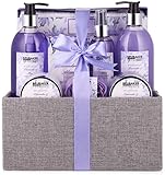 BRUBAKER Cosmetics Bade- und Dusch Set Lavendel Minze Duft - 12-teiliges Geschenkset in dekorativer Jute-Box