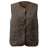 Teddy Weste Damen Ärmellos Teddyfleece Jacke Fleece Winterweste Winter Warme Fleeceweste Kurz Teddyjacke Plüsch Westen Einfarbig Damenwesten Teddy Fleece Weste Damen Herbst Winter Warm Ärmellos Westen