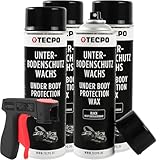 TECPO Wachs Unterbodenschutz Spray, 4X 500ml mit Handgriff Unterbodenschutzwachs Karosserieschutz Wachsunterbodenschutz Steinschlagschutz Wax Schutzwachs Rostschutz