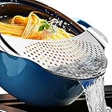 4smile Nudelsieb - Nudelsieb Edelstahl als Abgiesshilfe für Töpfe bis Ø 26 cm - Flaches Abtropfsieb platzsparend, funktionale Abgießhilfe für Pasta, Kartoffeln, Gemüse