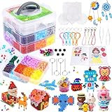 Mardo Bügelperlen Set, 11500 Stück Steckperlen mit Aufbewahrungsbox, Bügelperlen Platten, Benutzerführung, DIY Gestalten von Schmuck, Deko und 3d Kinder Geschenk Bastelideen ab 3 jahre(24 Farbe)