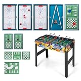 HOMASIS 12 in 1 Spieltisch, Multifunktionstisch mit Zubehör, Tischkicker Tischfußball Billardtisch Tischtennis, Fußballtisch für Zuhause Bar Büro, Erwachsene & Kinder ab 6 Jahre