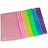 A6 Bindemitteleinsätze, A6 Bindertaschen, 15pcs farbenfrohe Glitzer A6 Bindemittel Einsätze, wasserdichte PVC A6 Reißverschluss Binder, 6 Löcher Losenblattbindemittel Reißverschlussbeutel für Geldkup